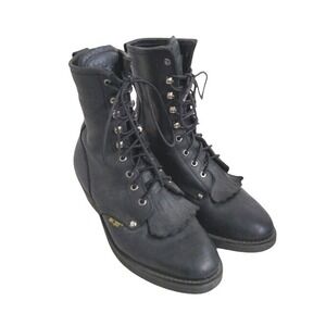 Ad Tec 1175 Logger Boots Moto Water‎ Resistant Brown Leather Lace Up Men's 8.5M